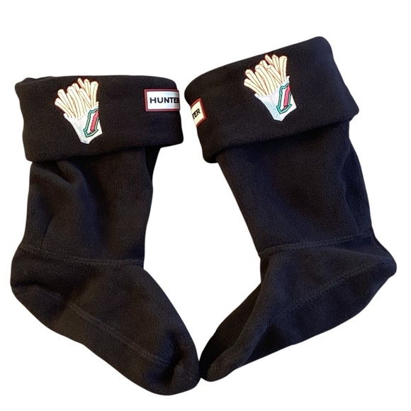 Hunter Kids Chips Cuff Fleece Boot Socks, Size Medium 11-13 - Black NEW - Picture 1 of 4
